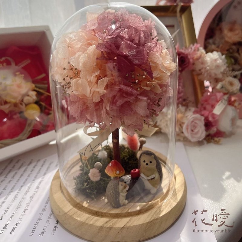 [Flower Warming] Suitable for reading under the hydrangea tree - eternal flower bell jar - ของวางตกแต่ง - พืช/ดอกไม้ 