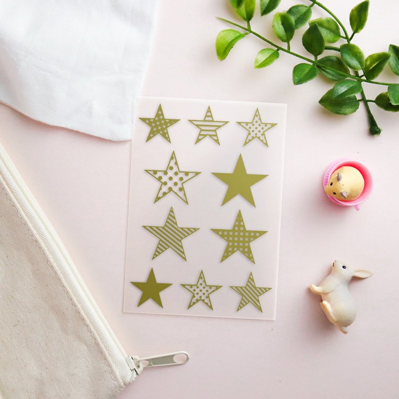 | Handmade DIY | Transfer stickers for irodo non-ironing cloth—star geometry x gold - Knitting, Embroidery, Felted Wool & Sewing - Plastic Gold