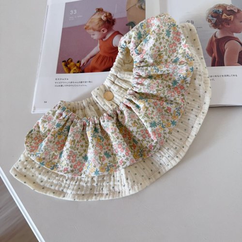 Lianne baby 梨安手工嬰兒禮物 彌月禮 新生兒見面禮 周歲禮 花漾朵朵 天然染色 手工雙層 荷葉圍兜