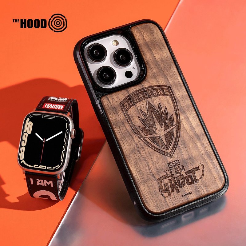 漫威 我是格魯特樹人十字壓紋牛皮革Apple Watch真皮錶帶1-8,SE - 錶帶 - 真皮 
