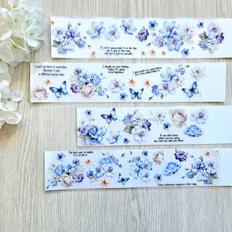 Masking tape_flower_flowers waiting for spring_blue - 貼紙 - 塑膠 