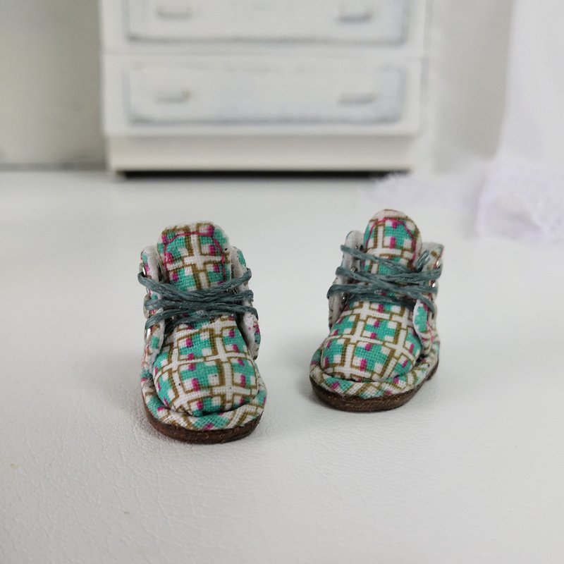 Shoes handmade Blythe doll. Green boots lace up for Blythe dolls. Clothes Blythe - 公仔/玩偶 - 棉．麻 