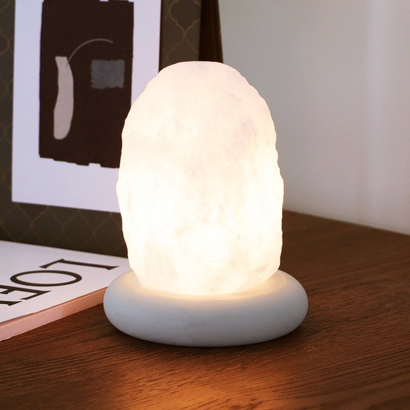 Small white salt raw mineral I Original color donut base I Boost energy and attract wealth I Salt lamp - Items for Display - Other Materials White