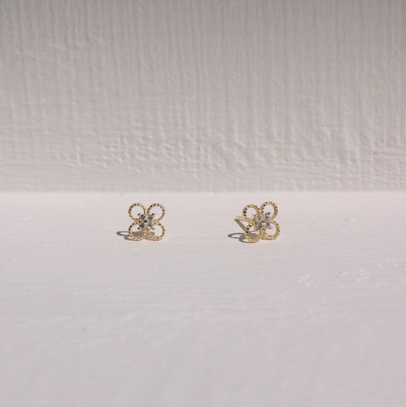 櫻見島 - 耳環/耳夾 - 半寶石 金色