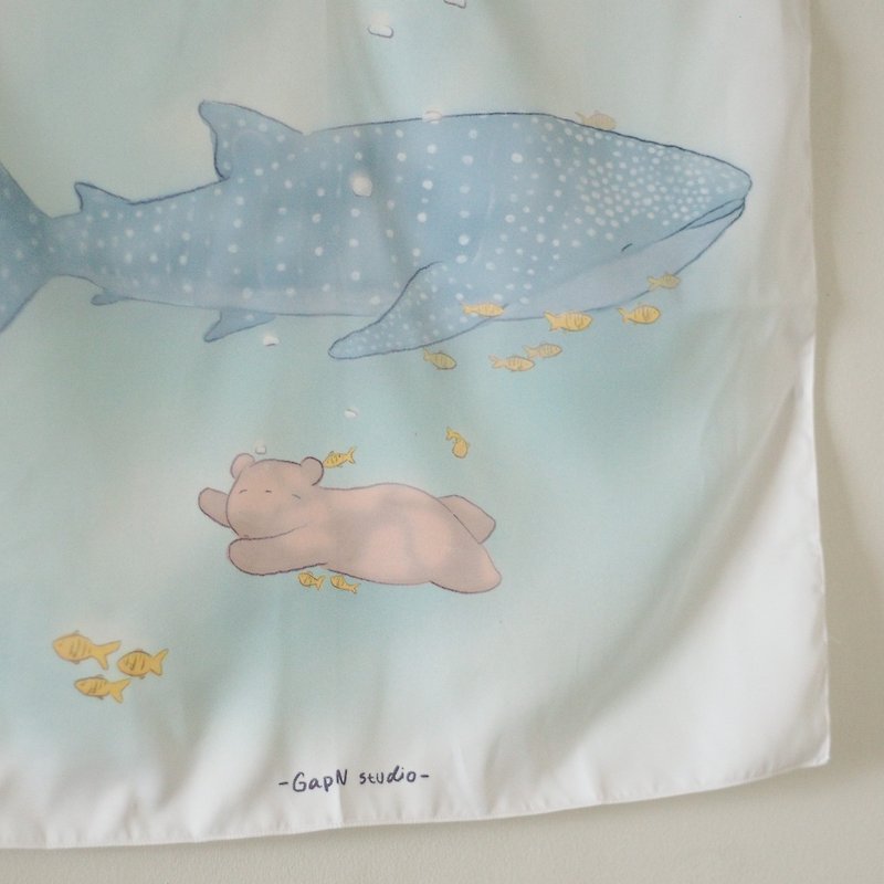 Whale shark Fabric poster - ตกแต่งผนัง - เส้นใยสังเคราะห์ สีน้ำเงิน