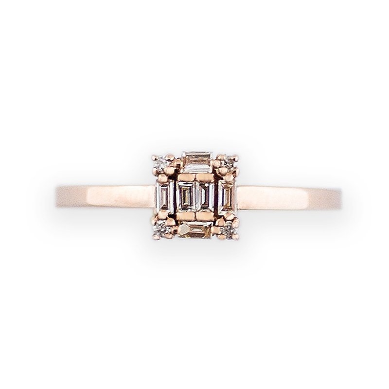 JewCas Carre系列10K金鑽石戒指(玫瑰金色)_BJC7080d-R - 戒指 - 其他金屬 粉紅色