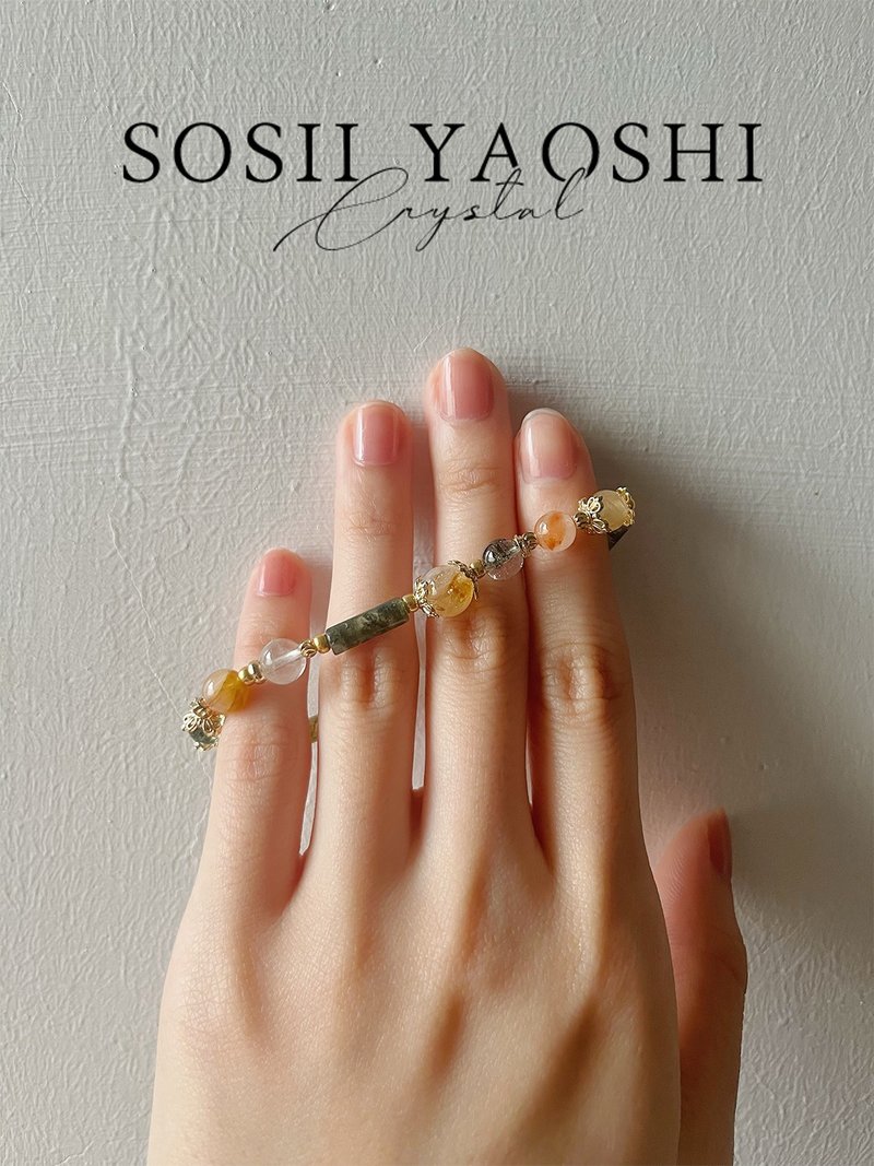 Sosii | Crystal 08 natural crystal bracelet | Feldspar style-Li | - สร้อยข้อมือ - คริสตัล สีเขียว