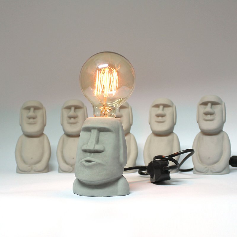 水泥 燈具/燈飾 灰色 - 水泥摩艾 Moai－靈光摩艾 巨石像 摩艾小夜燈 可調光小夜燈