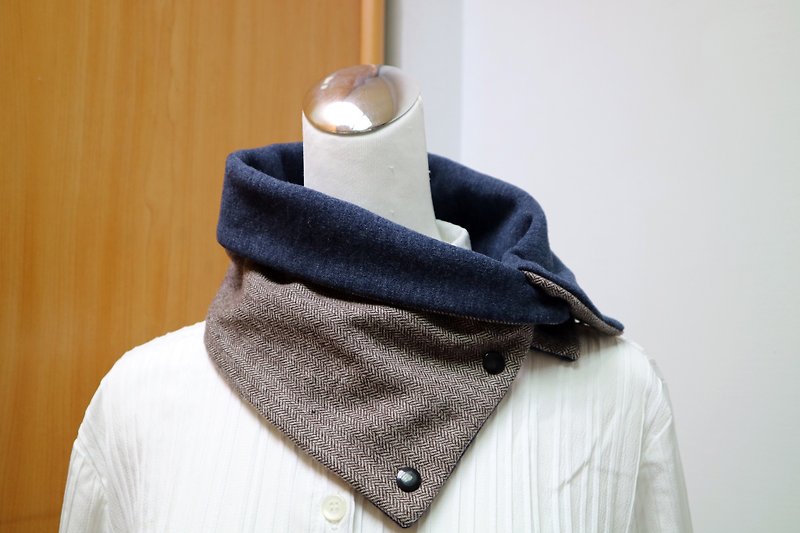 Buckle warm scarf short scarf neck cover double-sided two-color men and women are applicable*SK* - Knit Scarves & Wraps - Other Materials 