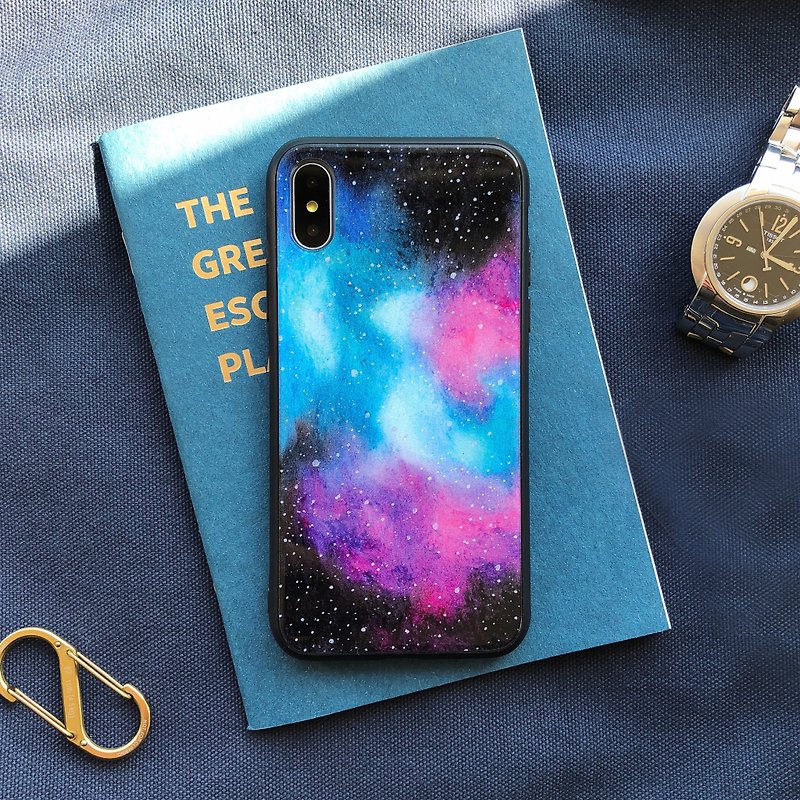 幻境-tempered glass anti-fall mobile phone case iphone oppo samsung millet Huawei - Phone Cases - Glass Blue