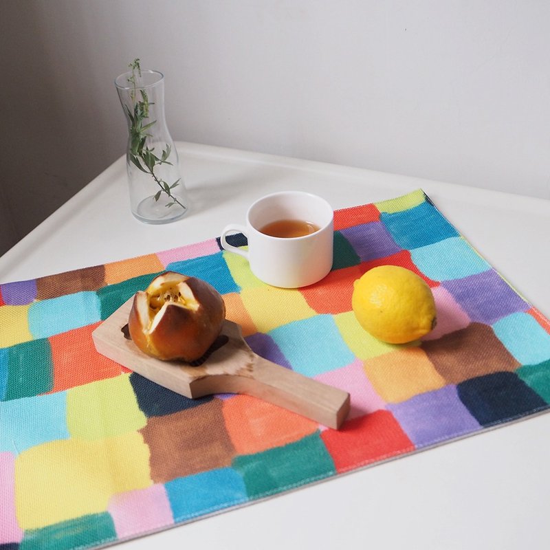 Color splicing lattice wonderful placemat table mat cloth mat autumn and winter cloth towel table face value has extra points - ผ้ารองโต๊ะ/ของตกแต่ง - ผ้าฝ้าย/ผ้าลินิน หลากหลายสี