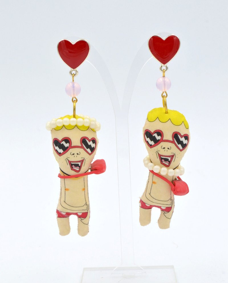 TIMBEE LO hand-made doll earrings have only one single for sale - ต่างหู - เส้นใยสังเคราะห์ หลากหลายสี