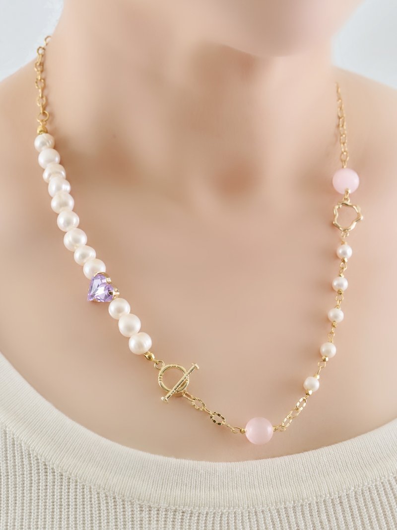 Diana~Art Series Natural Pearl Necklace - สร้อยคอ - ไข่มุก ขาว