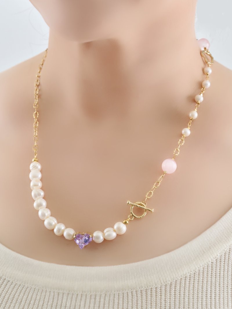 Diana~Art Series Natural Pearl Crystal Necklace~Customized Valentine’s Day Gift - Necklaces - Pearl White