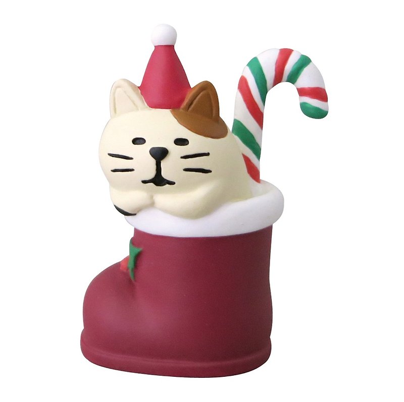 [日本Decole]クリスマス限定版クリスマスの装飾品 - サンマオ猫のクリスマスのストッキングのキャンディー杖小さな装飾品 - 置物 - その他の素材 レッド