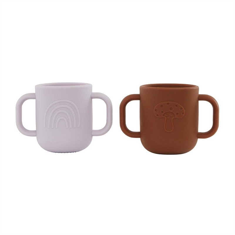 OYOY Kappu 彩虹矽膠兒童水杯- 焦糖橘 / 薰衣草  (2入組) - 寶寶/兒童餐具/餐盤 - 矽膠 