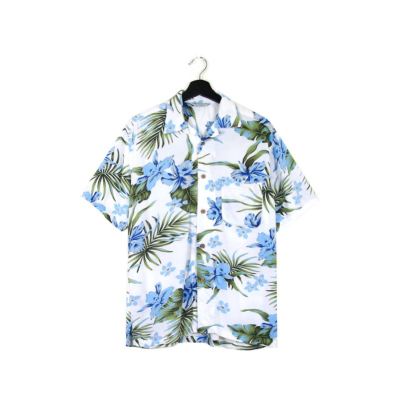 Back to Green :: delicate soft blue and blue men and women can wear / / vintage Hawaii Shirts (H-04) - เสื้อเชิ้ตผู้ชาย - ผ้าฝ้าย/ผ้าลินิน 