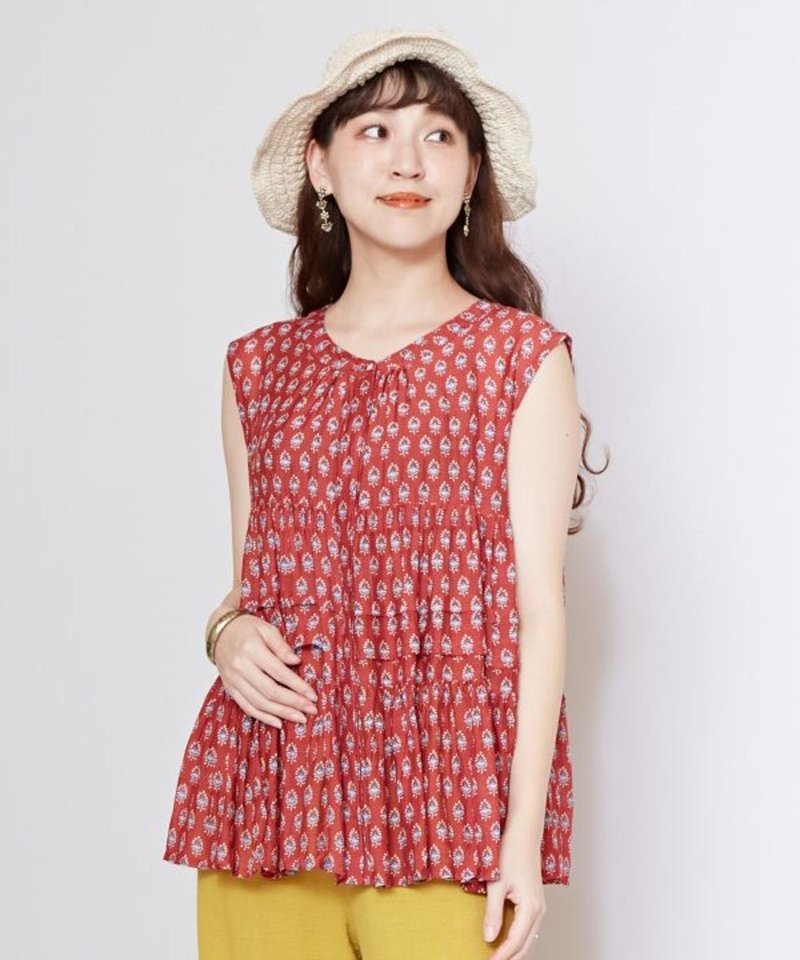 【熱門預購】傳統工藝巴格魯微光層次無袖襯衫 (4色) IKH-5201 - 女襯衫 - 其他材質 