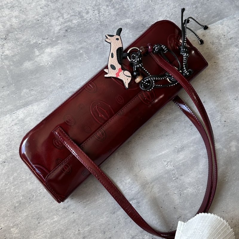 Cartier 卡地亞 Happy Birthday 酒紅色 琺瑯皮 手提包 - 手提包/手提袋 - 真皮 紅色