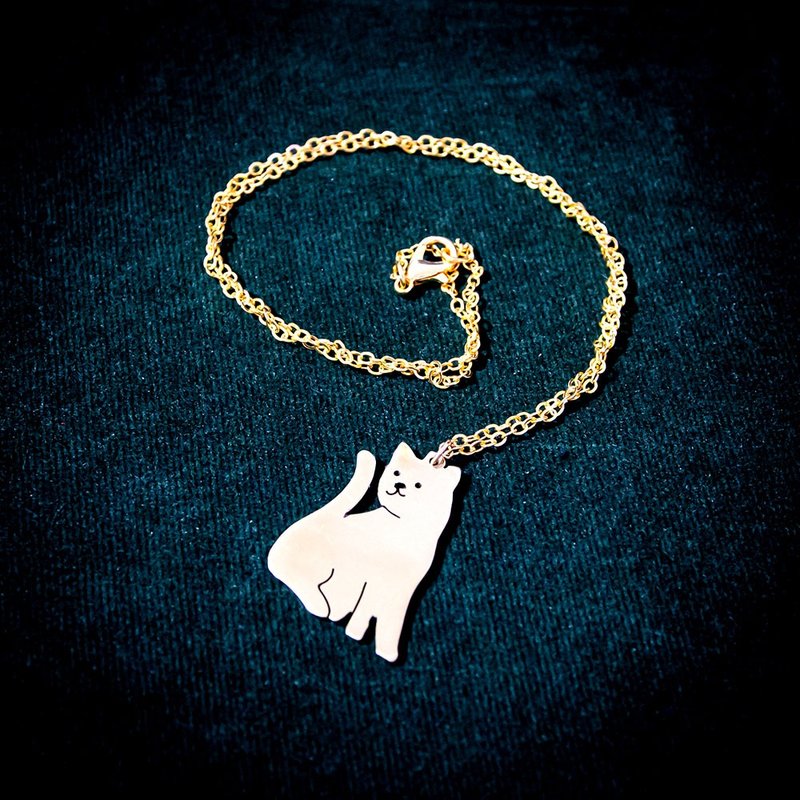 Abstract cute cat pendant - สร้อยคอ - ทองแดงทองเหลือง สีเงิน