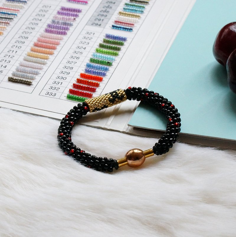 Handbraided Kumihimo Seed Beads Bracelet - Bracelets - Glass Black