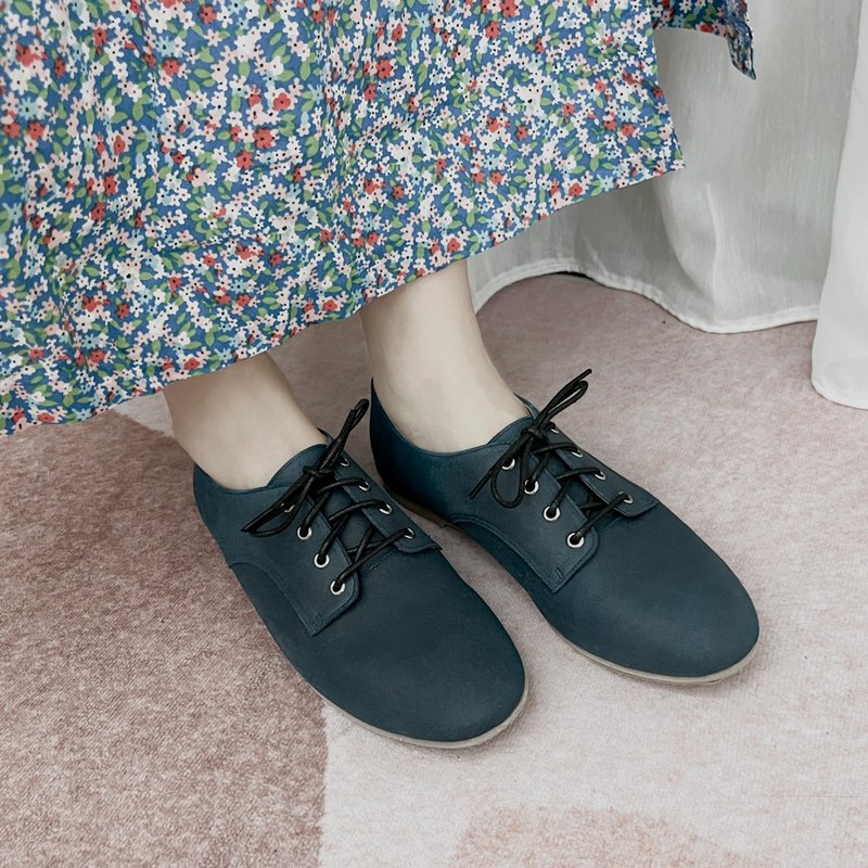 Waterproof shoes・Milk candy rubber sole! Peng Peng foot casual shoes blue full leather MIT-waterproof mineral blue - Women's Leather Shoes - Genuine Leather Blue