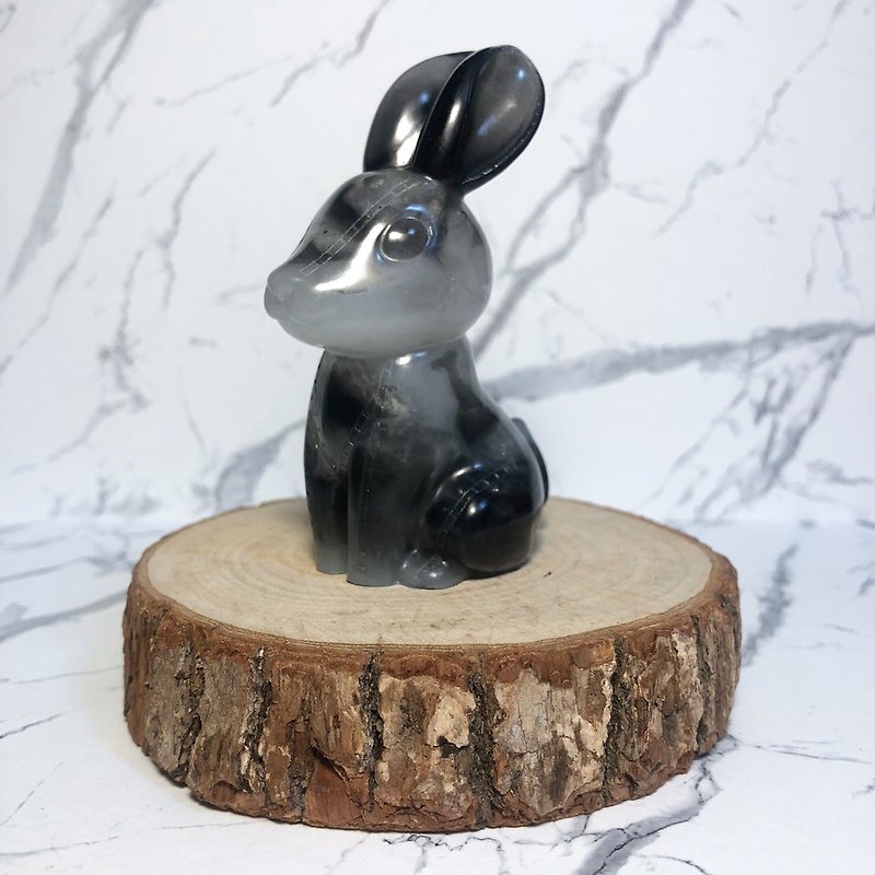 Cute gift box - white crystal Dutch rabbit | crystal glue decoration - ของวางตกแต่ง - คริสตัล สีดำ