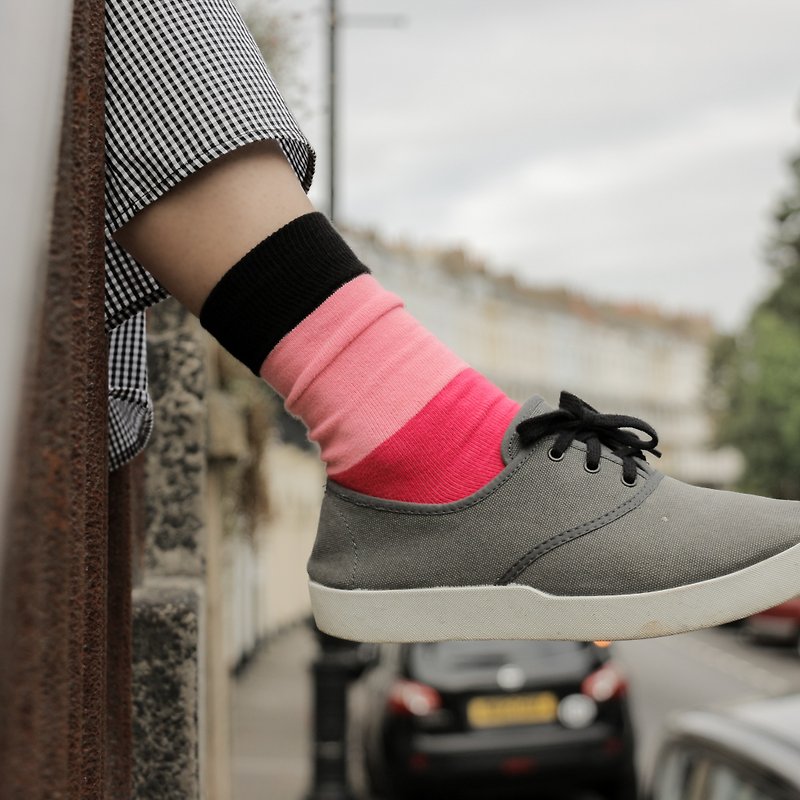 棉．麻 襪子 粉紅色 - 英倫風設計襪∣都會簡約風格 - Polygiene抑菌除臭-台灣製,襪子
