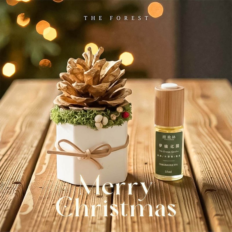 Lucky Pinecone 聖誕閃金松果擴香(含15ml品牌香氛油) - 香氛/精油/擴香 - 植物．花 卡其色