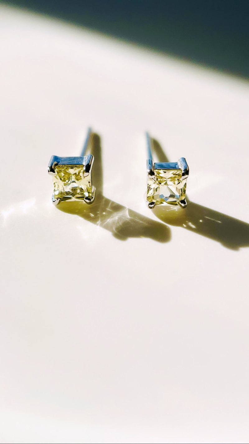 yellow sapphire stud earrings - ต่างหู - เครื่องเพชรพลอย สีเหลือง