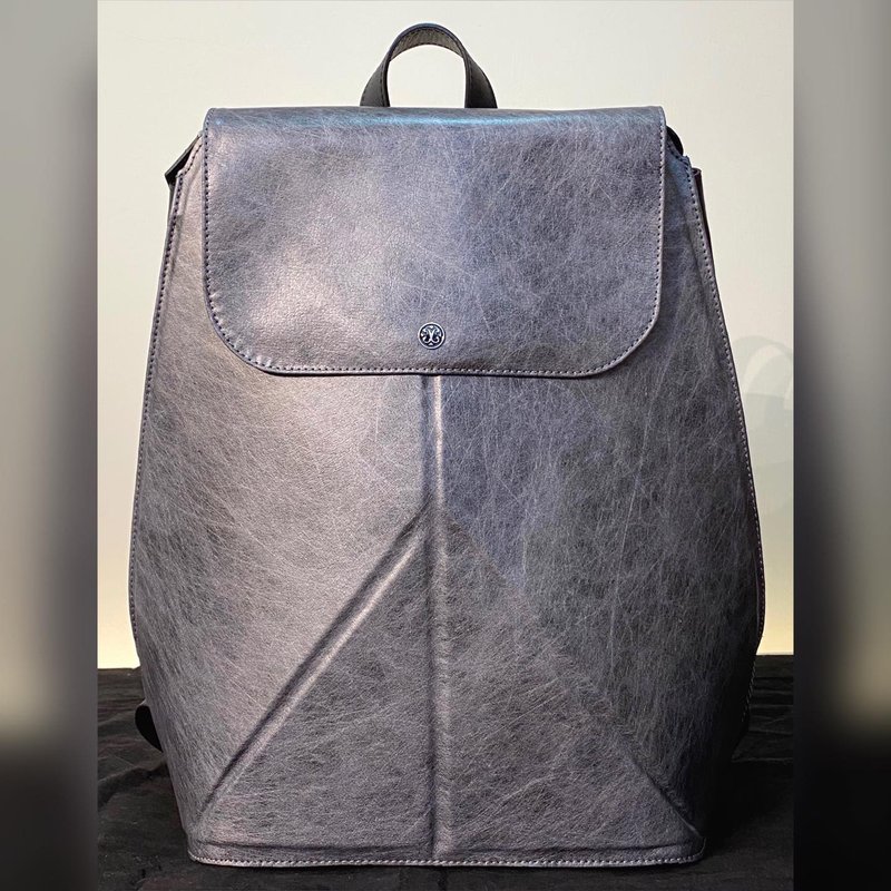 SWEETBURDEN Silk Cowhide-Peace Backpack / Laptop Case , real cowhide,handmade - Backpacks - Genuine Leather Gray