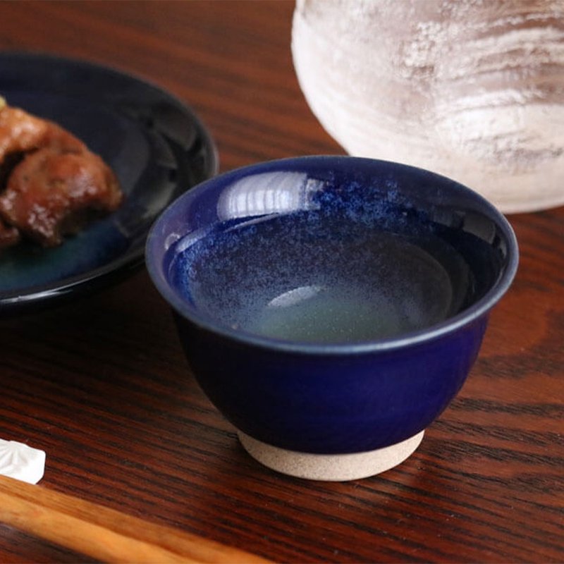 小石原燒 小石原燒 青金石釉 清酒杯 坂月杯 丸田窯 - 酒杯/酒器 - 陶 藍色