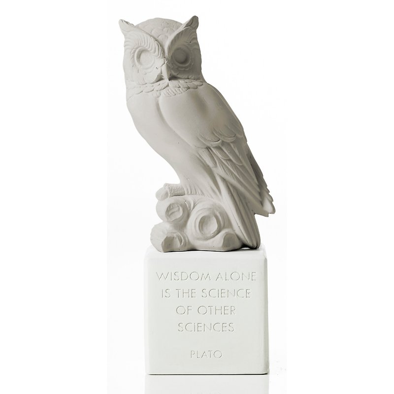 古希臘 貓頭鷹擺飾 Sophia Owl (冷灰) - 手工陶製雕像