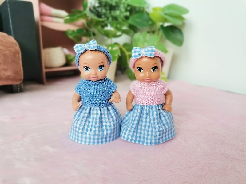 Combined dress and headband for Barbie Baby doll and 6 cm dolls - 寶寶/兒童玩具/玩偶 - 壓克力 藍色
