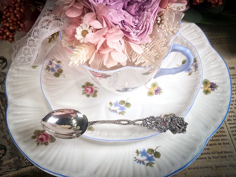Sterling Silver Hildesheim Rose Coffee Spoon Birthday Gift Gift Afternoon Tea Essential - ช้อนส้อม - เงินแท้ สีเงิน