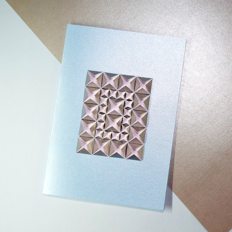 紙 心意卡/卡片 藍色 - 獨特摺紙藝術原創立體手工粉藍色卡片