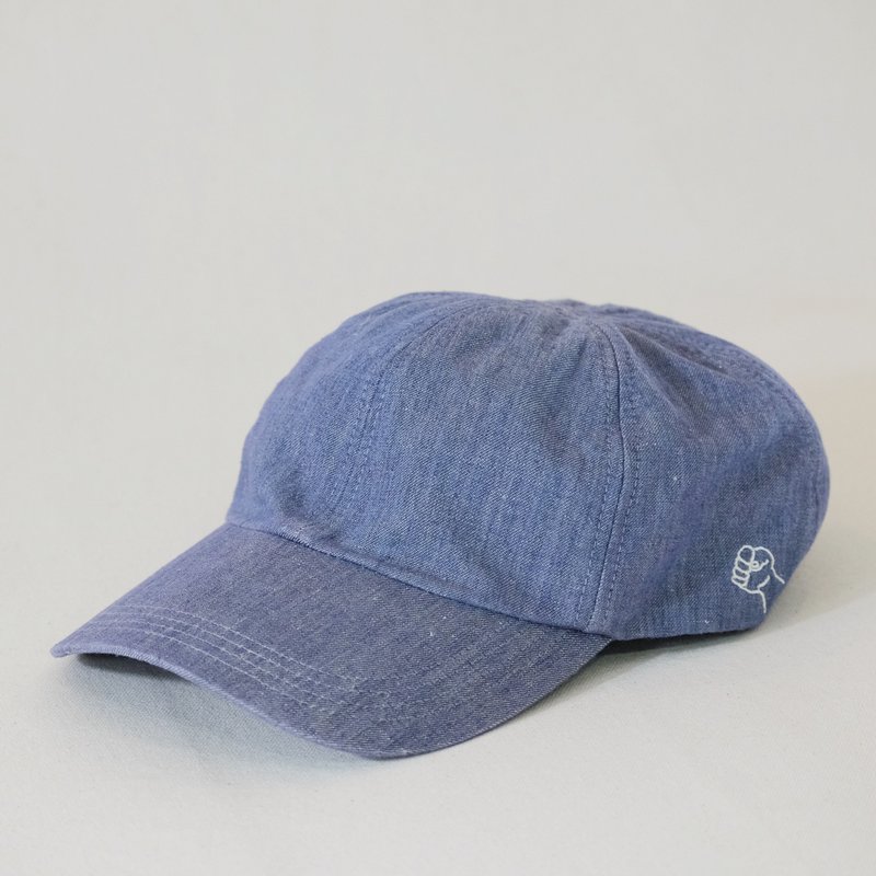 Fist embroidered blue Linen old hat - Hats & Caps - Cotton & Hemp Blue