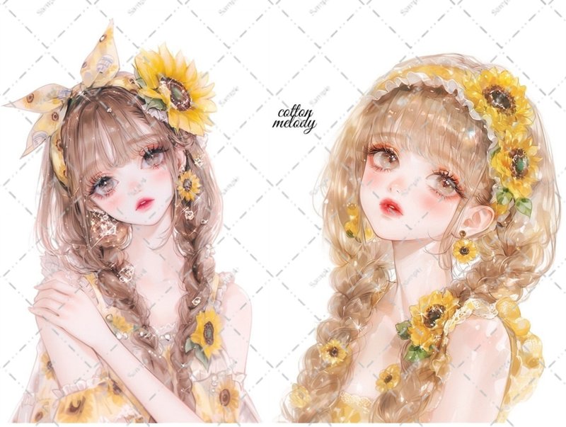 original sticker no.6299 人物ステッカー オリジナルステッカー 人物ステッカー 女の子ステッカー オリジナル人物ステッカー - 貼紙 - 紙 