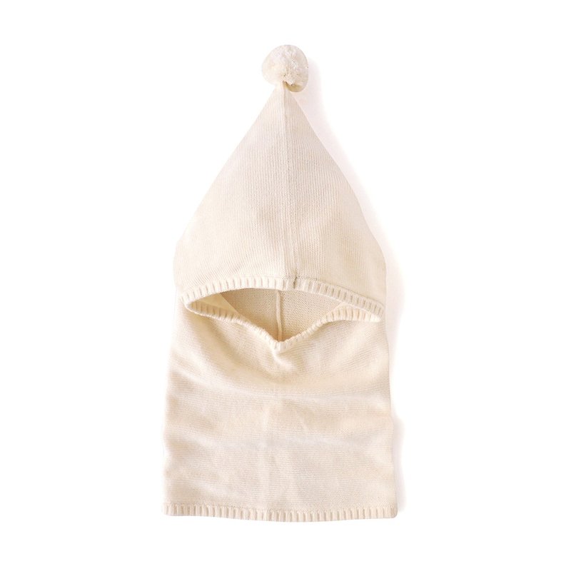 【SISSO有機棉】小球球針織圍巾帽 - 男/女童裝 - 棉．麻 白色