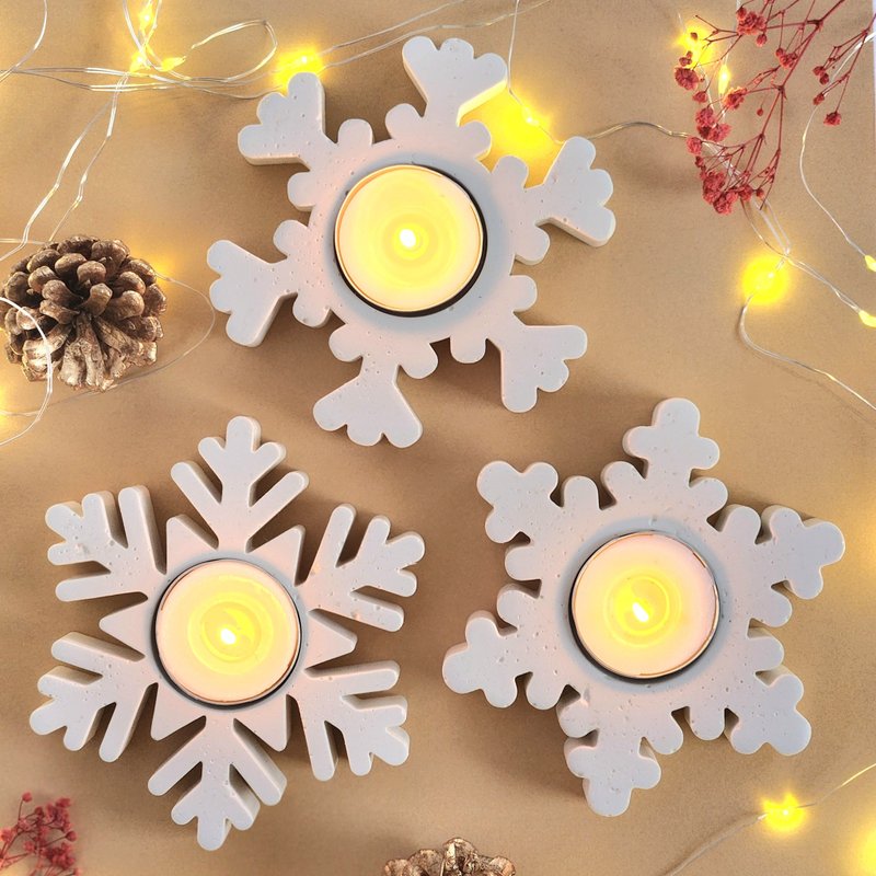 Selectable design Snowflake tea-light candle holder Set - Candles & Candle Holders - Eco-Friendly Materials White