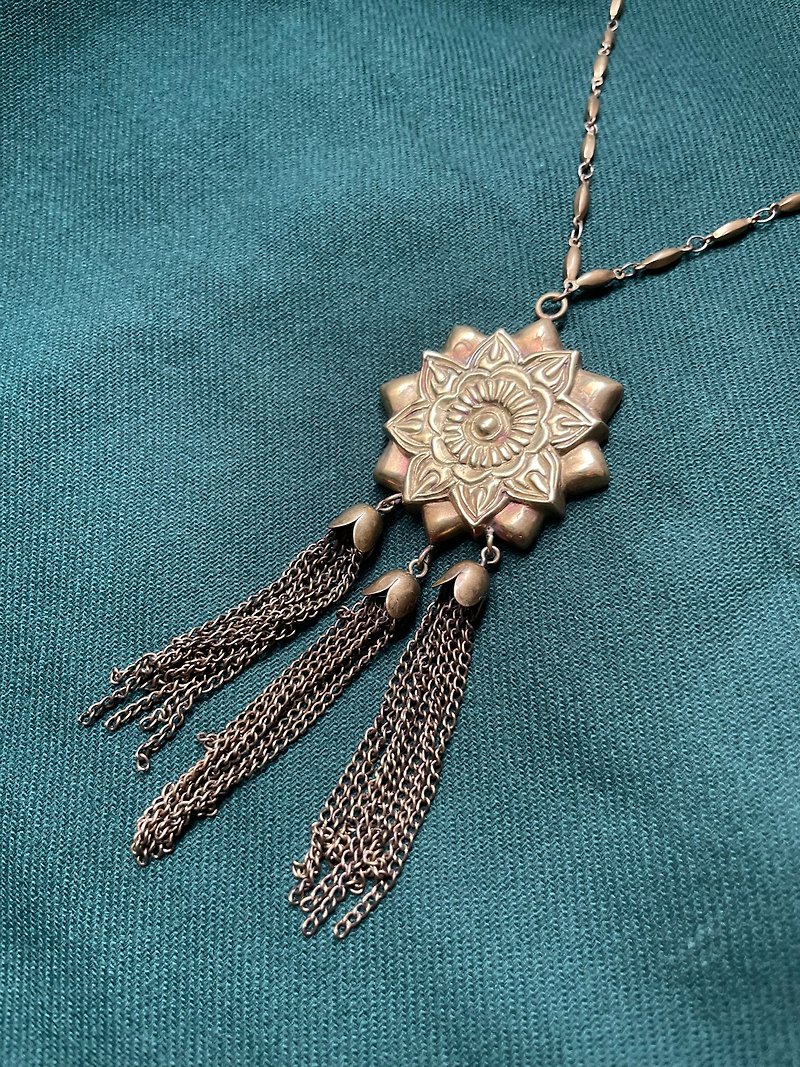 mandala flower necklace - Earrings & Clip-ons - Copper & Brass Gold