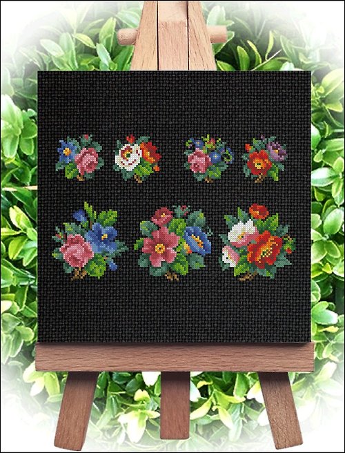 CreativeStudioElenka Vintage Cross Stitch Scheme small bouquets 1 - PDF Embroidery Scheme