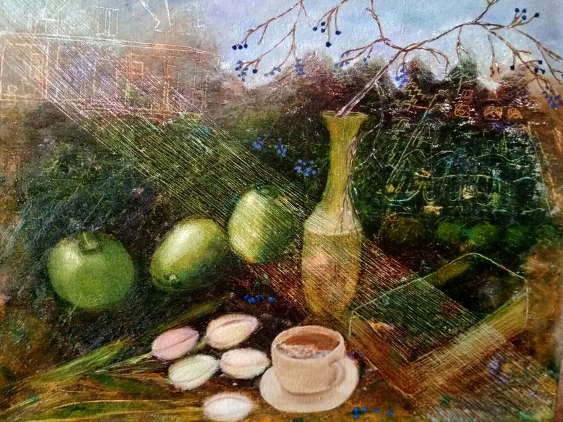 Thinking on art, Original oil painting 40x50 cm - 壁貼/牆壁裝飾 - 其他材質 