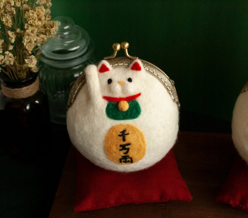 Wool Felt Handmade Course - Lucky Cat Daifukou Gold Bag - Knitting / Felted Wool / Cloth - Wool 