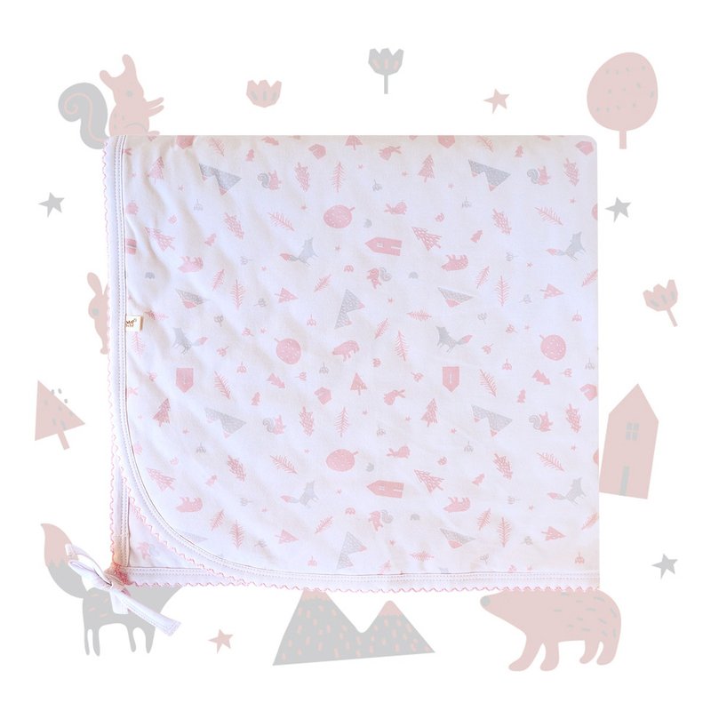 [SISSO organic cotton] Nordic rabbit cotton multi-purpose blanket (small pink) - ผ้าให้นม - ผ้าฝ้าย/ผ้าลินิน สึชมพู