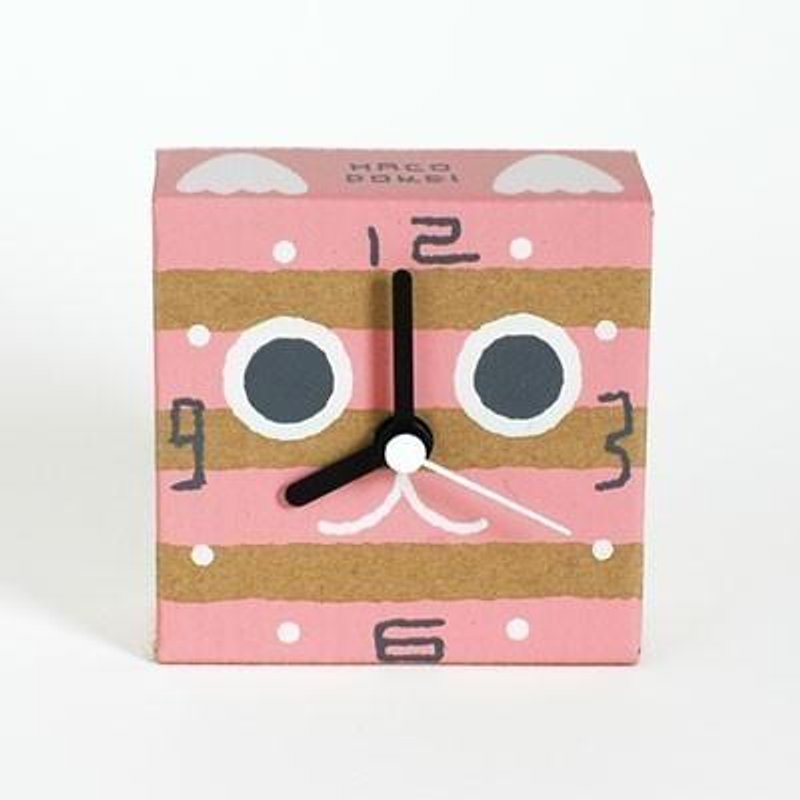 はこどけい｜トラ猫の顔｜ピンク - 時計 - 紙 ピンク