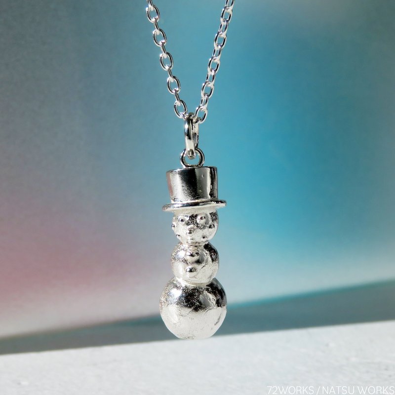 帽子をかぶった雪だるまの ペンダント / Snowman wear the Hat Pendant - 項鍊 - 寶石 銀色