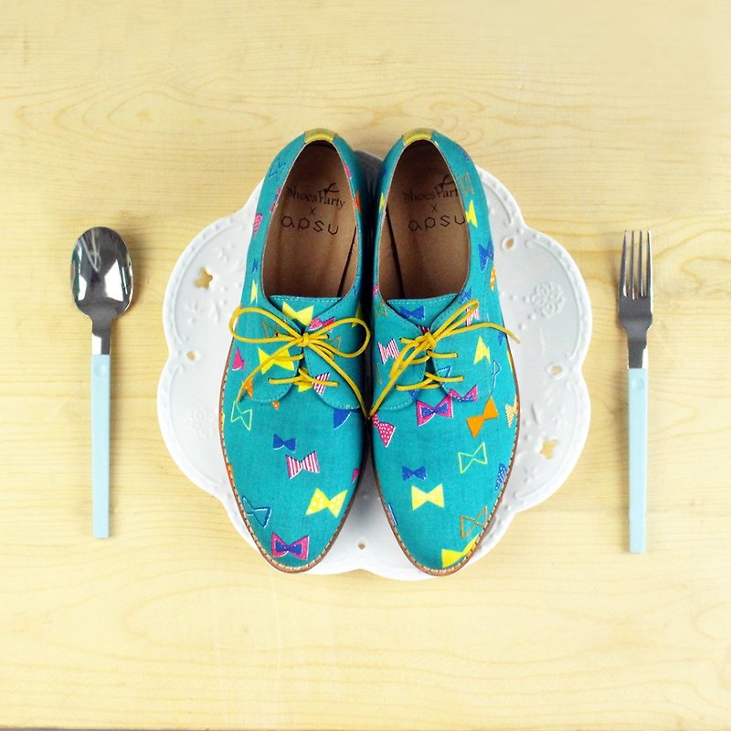 Shoes Party Kiss Butterfly Patchwork Derby shoes / handmade custom / Japanese cloth / M2-15362F - Women's Casual Shoes - Other Materials 