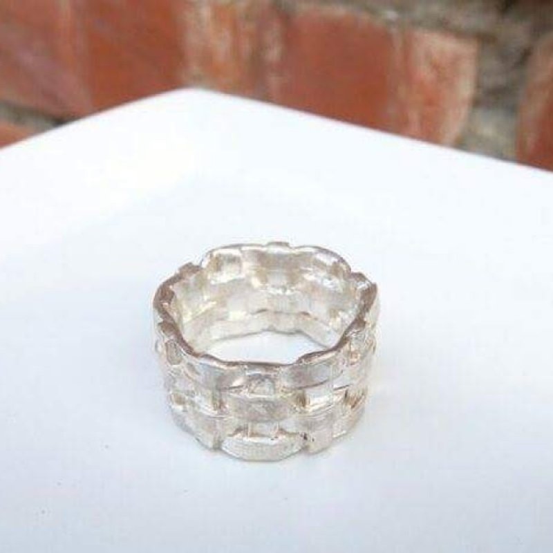 Woven wide version sterling silver ring (customized 3 layers) - แหวนทั่วไป - เงิน สีเงิน