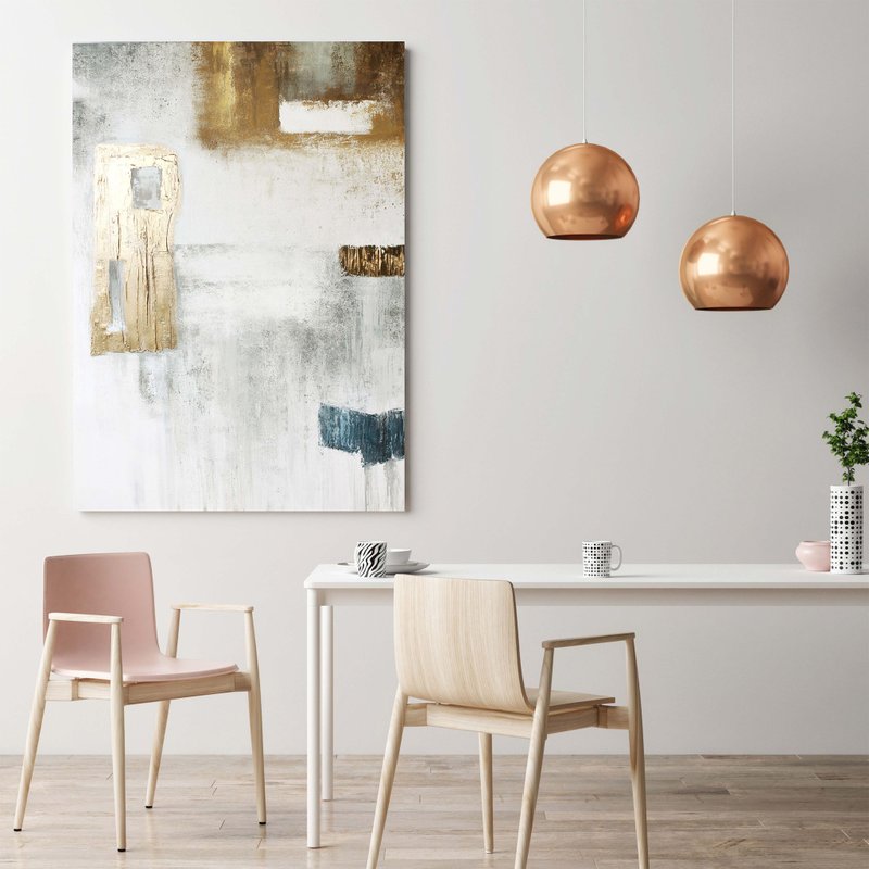 White Gold Painting | White Gold Abstract | White Gold Wall Art | Code - 壁貼/牆壁裝飾 - 棉．麻 金色